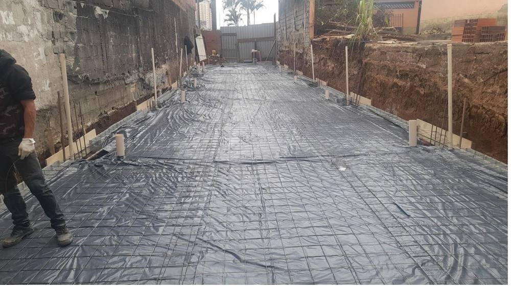 Armação de laje antes da concretagem